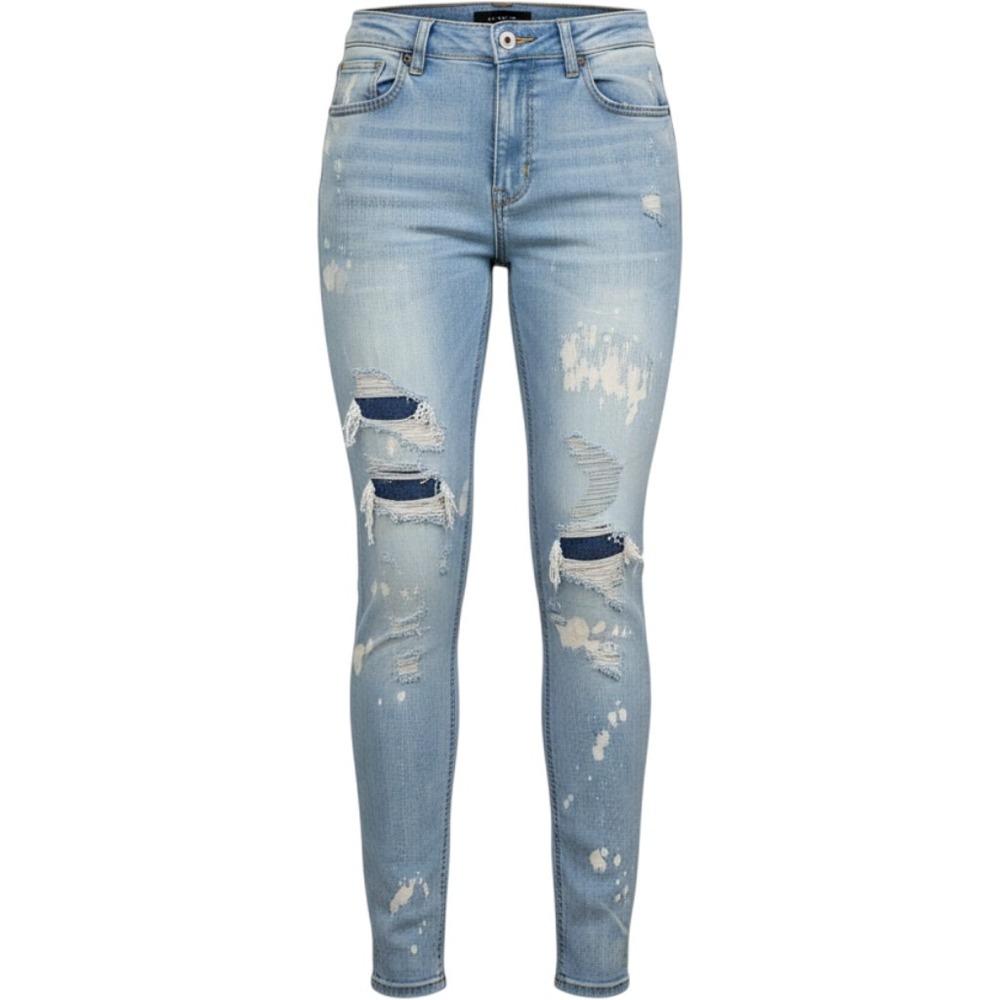 Serenede Light Wash Distressed Paint Splatter Skinny Jeans Size 34